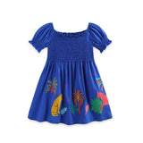 Children's Dress with Cartoon Animal and Tree Patterns