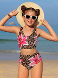Leopard Print Flower Swimsuit