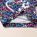 Girls' Leopard-Print Love Long-Sleeved Sweater Casual Pants Suit