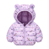 Children's Hoodie Ears Printed Cotton-Padded Jacket