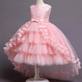 Girl's mesh embroidered evening dress party dress