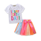 Letter Short Sleeve Top Skirt Suit