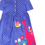 Dinosaur Embroidered Patch Short Sleeve Dress