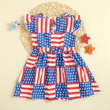Independence Day Flutter Sleeve Dress