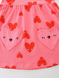 Children's short-sleeved dress with fashionable heart print, princess dress