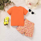 Summer Short Sleeve Giraffe Print Girls' Short-Sleeved Suit