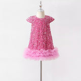 Girls Sequined Vest Skirt Tutu Dress Dress
