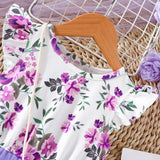 Floral Print Stitching Mesh Dress