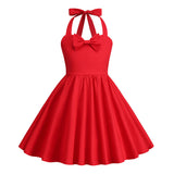 Girls' Flower Hepburn Style Halter Dress