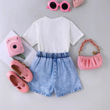 Butterfly Print Short Sleeve + Butterfly Denim Shorts