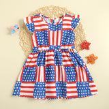 Independence Day Flutter Sleeve Dress