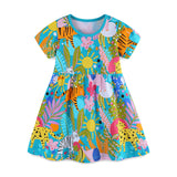 Girls' dress with cartoon animal print princess dress