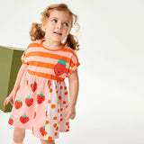 Girls' Strawberry Print Short Sleeve Dress