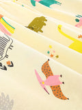 Children's Cream-Colored Dress with Dinosaur and Rainbow Print
