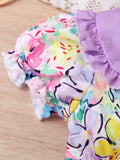 Flower Full Printed Short Sleeve Dress