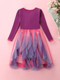 Girls' Long-Sleeved Casual Unicorn Cartoon Embroidery