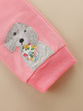 Puppy Embroidered Sweatshirt Suit