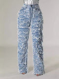 Denim Straight-Leg Pants