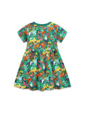 Children's Multicolor Dress with Animal and Botanical Prints