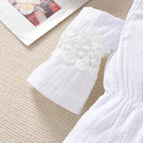 Girls' Cutout Sling Tops  Embroidered Jeans Suit