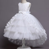 Girl's mesh embroidered evening dress party dress