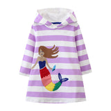 Mermaid Embroidered Patch Hooded Dress