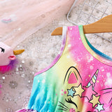 Cat Gradient Printing Dress
