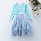 Girls' Long-Sleeved Casual Unicorn Cartoon Embroidery