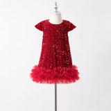 Girls Sequined Vest Skirt Tutu Dress Dress