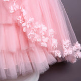 Girl's mesh embroidered evening dress party dress