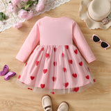 Valentine's Day Love Embroidered Mesh Dress