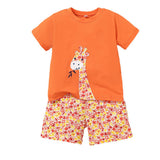 Summer Short Sleeve Giraffe Print Girls' Short-Sleeved Suit