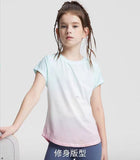 Summer thin children's short-sleeved sports fitness tops quick-drying running