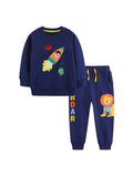 Animal Embroidered Sweatshirt Suit