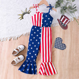 Independence Day Five-Pointed Star Suspender Jumpsuit