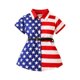 Independence Day Short-Sleeve Striped Casual A-Line Dress