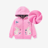 Warm and Cute Affixed Cloth Embroidered Hooded Kids' Overcoat