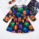 Halloween Long Sleeve Ghost Print Dress