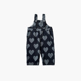 Valentine's Day Heart Printing Denim Suspender Pants