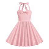 Girls' Flower Hepburn Style Halter Dress