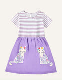 Animal Embroidered Patch Short Sleeve Dress