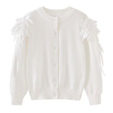 Cute Wings Design Button Sweater Cardigan