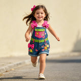 Lucky Sale-Children's colorful bow flower overalls