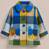Lucky sale-Mom and me colorful plaid jacket with cat pattern