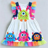 Lucky sale-Children's Colorful Cartoon Little Monster Dress