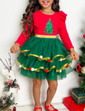 Christmas Sale- Tree Pom Pom Mesh Dress