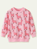 Alpaca Floral Print Long Sleeve Pullover - CCMOM