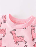Alpaca Floral Print Long Sleeve Pullover - CCMOM
