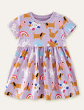 Animal Cartoon Full Printed Dress - CCMOM