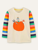 Animal Pumpkin Printed Rainbow Striped T-shirt - CCMOM